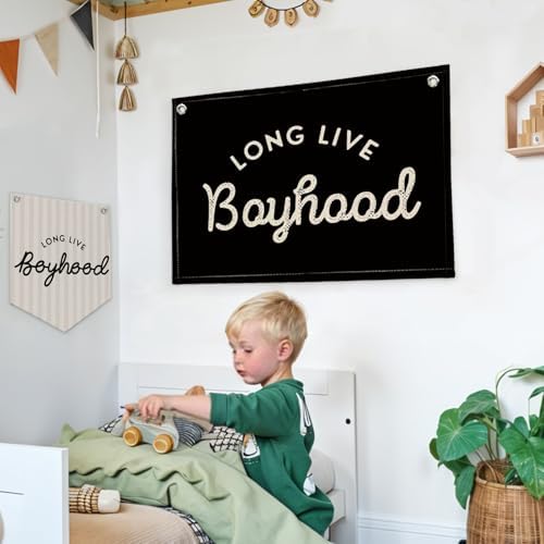 Lacama Long Live Boyhood Boys Room Decor, Boy Nursery Decor, Canvas Banner Wall - Image 3