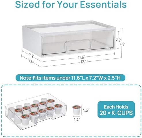 Vtopmart White Stackable Storage Drawers, 2 Pack Wide Organizers - Image 2