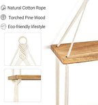 Mkono Macrame Hanging Shelf 2 Tier Boho Wall Room Decor - Image 4