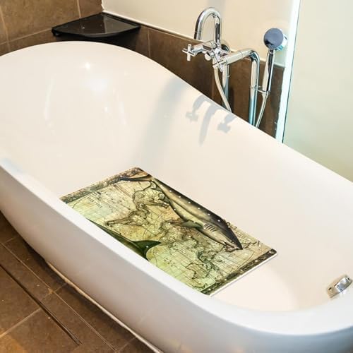 Shower Mat Non Slip 26.8 x 15.1 Inches, Vintage Fish Bathtub Mat Shower Stall - Image 5