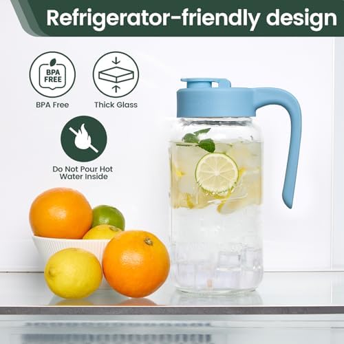 Mason Jar Pitcher, 64 oz, Glass Pitcher - Image 5