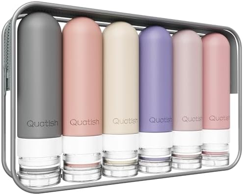 Quatish Travel Bottle for Toiletries 6 Pack, Original Patented Leakproof 3oz by Quatish