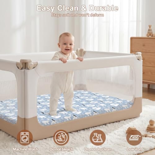 Pack N Play Sheets Fitted, Mini Crib Sheets, Breathable Soft Unisex Playard - Image 4