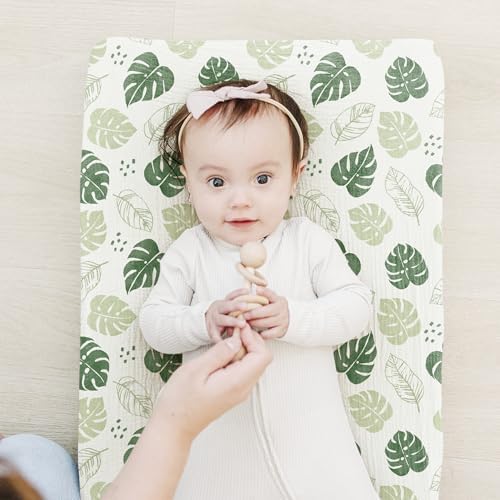 Konssy 100% Cotton Muslin Changing Pad Cover 2 Pack - Image 2