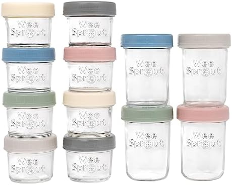 WeeSprout Glass Baby Food Storage Jars w/ Lids Snack, Reusable Small Containers by WeeSprout