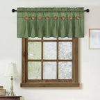 FRAMICS Farmhouse Valance Curtains, Boho Cotton Linen Kitchen Valance, Olive - Image 2