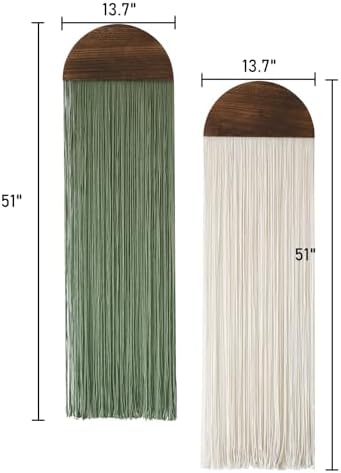 2Pcs Macrame Wall Hanging Boho Decor yarn Handmade Round Tassel 13.7"W*51"L - Image 6