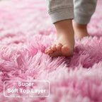 Amdrebio Pink White Fluffy Cute Area Rug 5x8 - Image 4