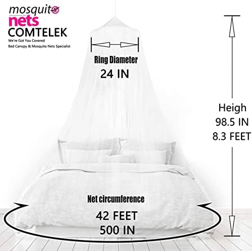 Mosquito Net Bed Canopy for Girls, King Canopy Bed Curtains Full Queen Size - Image 2