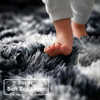 Amdrebio Black White Grey Large Fluffy Rug 6x9 - Image 2