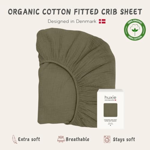 Crib Sheets, 100% Organic Cotton Muslin, Fitted 28"x52" Standard - Image 5