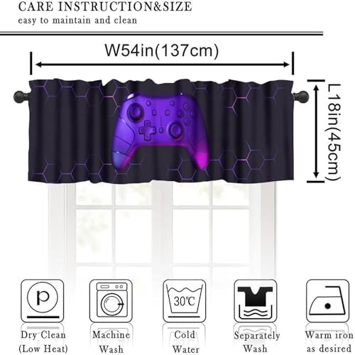Game Valance Curtains Purple Geometric Honeycomb Abstract Game Consoles Print - Image 2