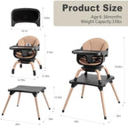 High Chair, 7 in 1 Wooden Baby High Chair - Image 6