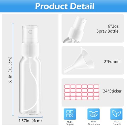 Zoizocp Spray Bottles, 4oz/120ml 6 Pack Clear Mini Travel Bottle Set - Image 3