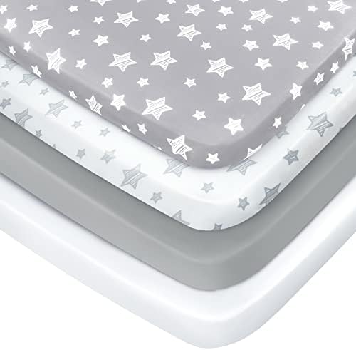 Pack and Play Sheets, Mini Crib Sheets, Stretchy Playard Fitted Sheet by Moonsea