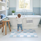 GRANNY SAYS Checkered Blue Bathroom Rug, Cute Bath Mat - Image 7