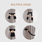 NICEEC 4 Pack Wooden Cube Magnetic Curtain Tiebacks Boho Home Decor Drape Tie - Image 6