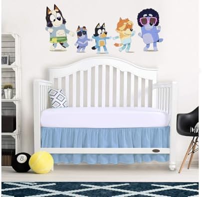 Crib Bed Skirt 28” x 52” with 14” Drop – Split Corners Dust Ruffle, Microfiber - Image 4