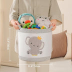 3-Piece Woven Baby Toy Blanket Storage Baskets Laundry Hampers, Elephant Design - Image 5