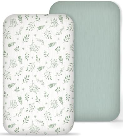 Muslin Bedside Bassinet Sheets 2 Pack by Meowcards