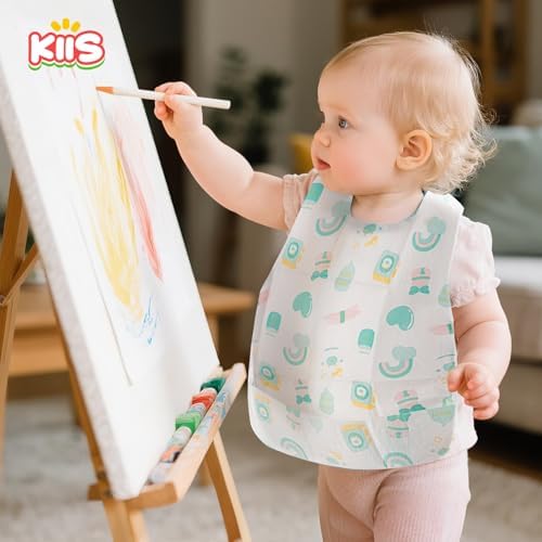 KIIS Disposable Baby Bibs, Waterproof Smock Bibs, Full Coverage - Image 4