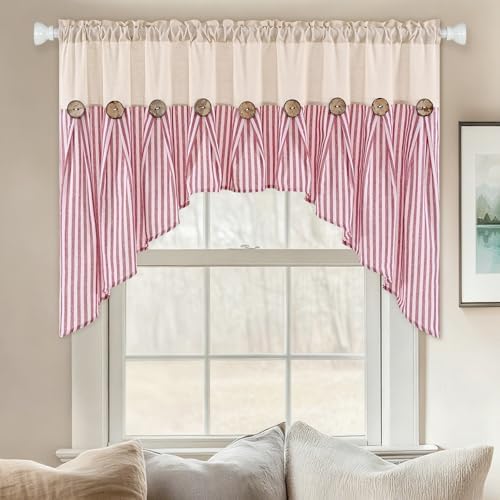 ASPMIZ Farmhouse Cotton Linen Swag Valances - Image 3