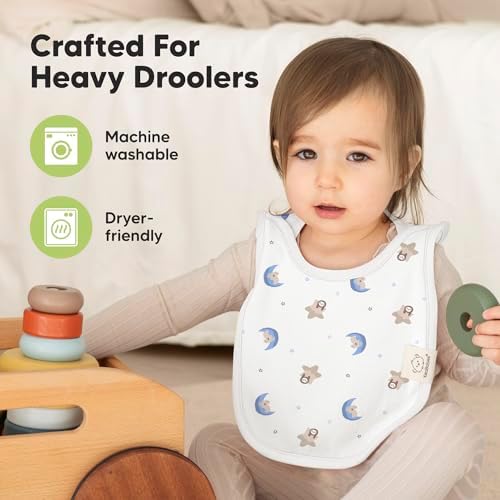 KeaBabies 8-Pack Bibs for Baby Girls, Boys Pullover Baby Bibs 6-36M - Image 6