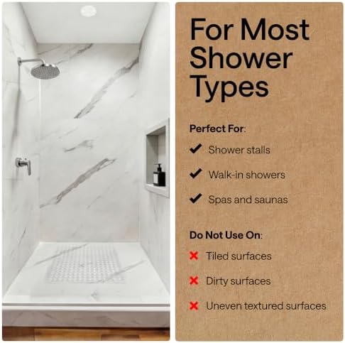 GORILLA GRIP Square Shower Stall Mat, Bathtub Floor Mat, 21x21 Clear - Image 6