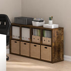 Furinno Cubicle 8-Cube Book Shelf, Extra Thick Frame Bookshelf, Amber Pine - Image 2