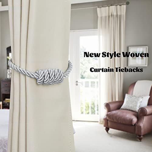 BEL AVENIR Magnetic Curtain Tiebacks 6 Pack Hand-Woven Curtain Ties - Image 6