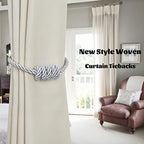 BEL AVENIR Magnetic Curtain Tiebacks 6 Pack Hand-Woven Curtain Ties - Image 6