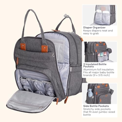 BabbleRoo Extra Large Diaper Bag Backpack, Expandable Baby Bag - Image 4