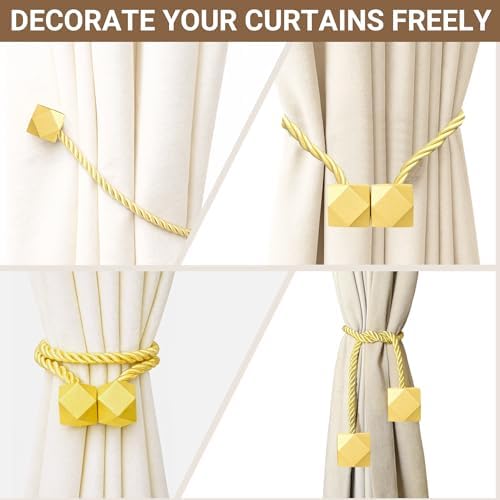 Hion Magnetic Curtain Tiebacks Golden 6pcs, Curtain Holdbacks Hooks Holders - Image 7