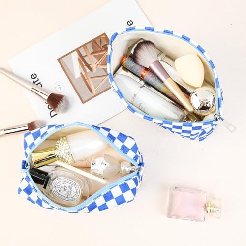 SOIDRAM 2 Pcs Checkered Makeup Bag Large Cosmetic Bag Toiletry Bag Makeup Pouch - Image 4