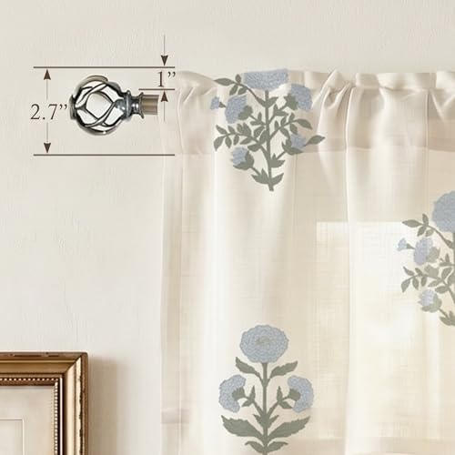 Floral Kitchen Valances for Windows, Farmhouse Linen Sheer Window Valance for - Image 5