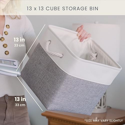 OrganiHaus 13x13 Cube Storage Bins, Rope Handles - Image 2