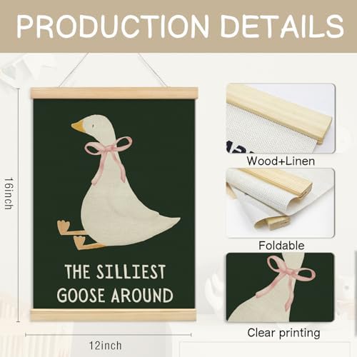 NaZaUK One Silly Goose Birthday Decor Girl, Poster Hanger Frame, Bow Wall Decor - Image 4