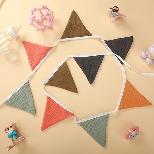 Oudain 2 Pcs Pennant Banner Flags Nursery Garland Triangle, Rustic Color - Image 5