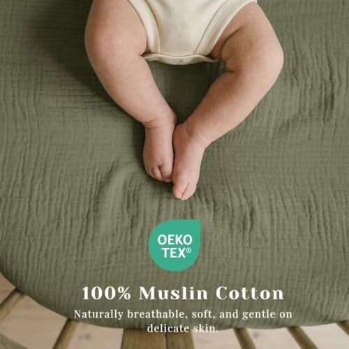 3 Pack Cotton Muslin Baby Bassinet Fitted Sheet - Image 4