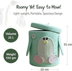 Storage Basket with Lid, Collapsible Woven Cotton Rope Basket, Penguin Design - Image 4