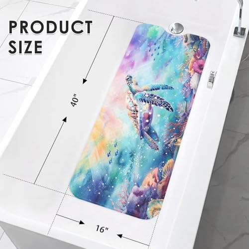 Bathtub Shower Mat 40X16 Inch, for Toddler, Sea Coral - Image 3