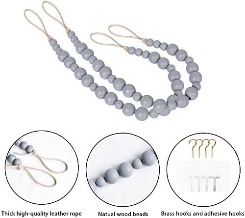 2 Pack Wood Bead Curtain Tieback Boho Curtain Tiebacks Curtain Holdbacks - Image 5