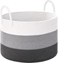 67L Large Woven Blanket Basket, Cotton Rope Baby Laundry Hamper by Degeyoyo
