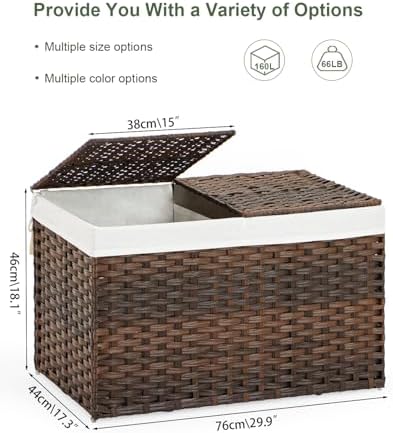 SETVSON Storage Basket with Lid Wicker Baskets - Image 4