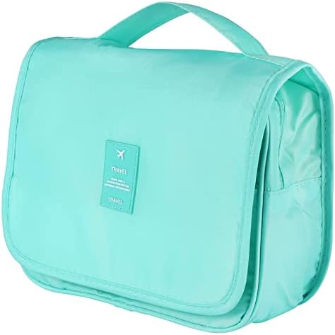 Hanging Toiletry Bag for Women, Portable Mint Green Travel Summer Beach Bag by Pengxiaomei