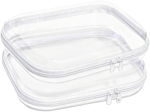 3PCS Clear Hard Plastic Zipper Case, Double Zippers Hard Pouch, Portable Travel by Unknown