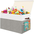 Large Toy Storage Box with Lid, Toy Chest with Divider, Foldable Organizer by Fineonly