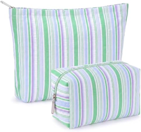 Huhumy 2 Pcs Makeup Bag Set for Women, Color Stripe by Huhumy