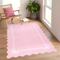 GarveeHome Scalloped Bow Rug 4x6 Washable Pink Rugs by GarveeHome