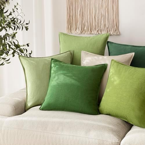 Foindtower Linen Solid Decorative Throw Pillow Covers 20x20 Forest Green - Image 5